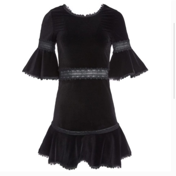 Alice + Olivia Doloris Velvet Bell Sleeve Dress | 2 - Picture 3 of 13